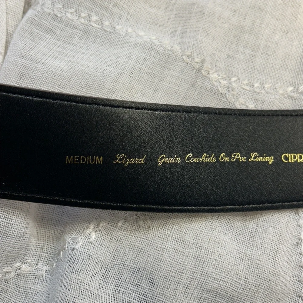 Cipriani lizard leather wide belt with spiral twist buckle